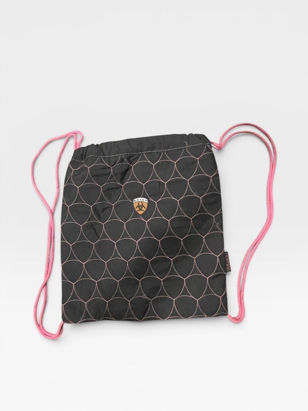 Ariat Black Drawstring Backpack with Pink Cords
